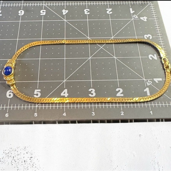 Vintage 80’s Christian Dior Lapis Blue Stone Gold Necklace - Picture 9 of 12